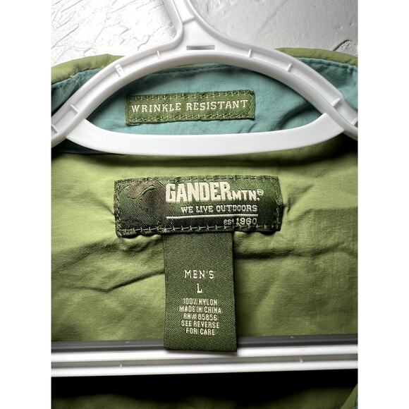 Gander Mountain green nylon utility button‎ down camp shirt mens large gorpcore - Picture 2 of 6